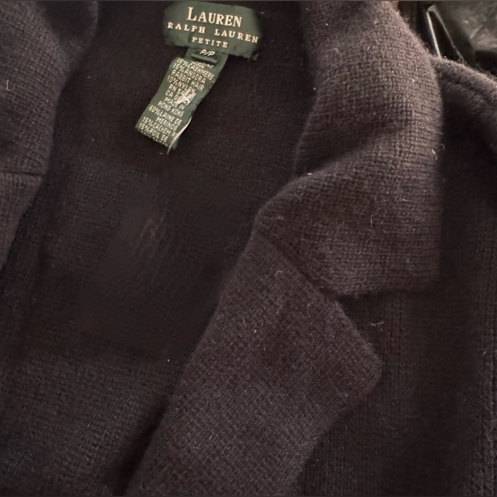 NEW Lauren Ralph Lauren Black Women's Wool, Cashmere Belted Wrap Sweater SZ: P/P